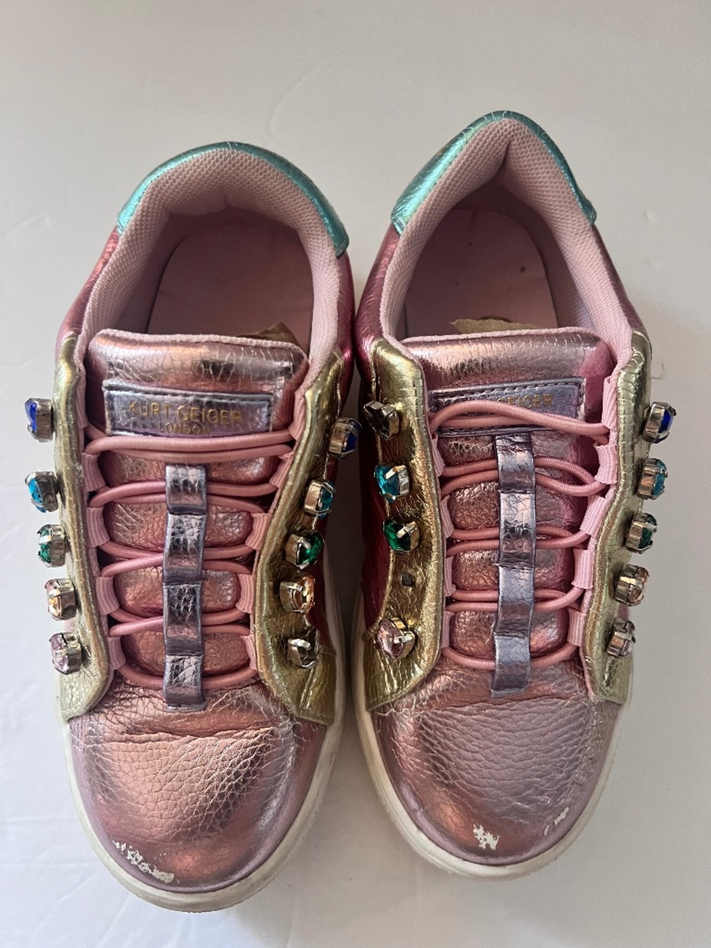 Kurt Geiger Kids  Slip-On Sneakers with Multicolor Gem Accents